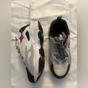 Fila women’s White and Black Sneakers with Red Accents